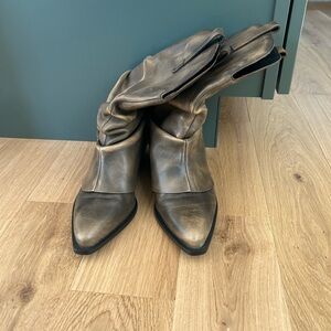 Crown Vintage Zorra Foldover Bootie Bronze Heeled Boots